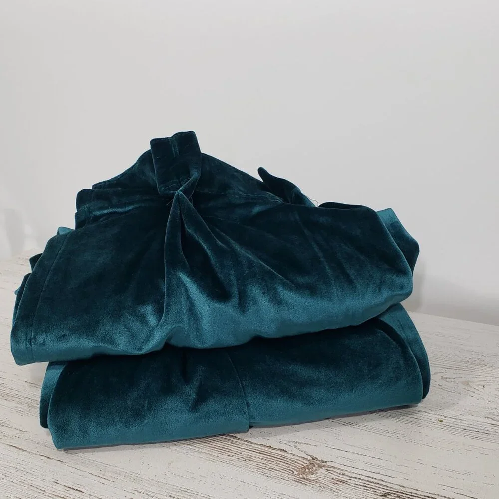 Cynthia Rowley Teal Green Velvet Curtain Panels (2) 31